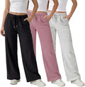 Common Stitch 3 Pack Wide Leg Fleece Lounge Sweatpants for Women — Deep Pockets, Relaxed Fit, Elastic Drawstring Waist