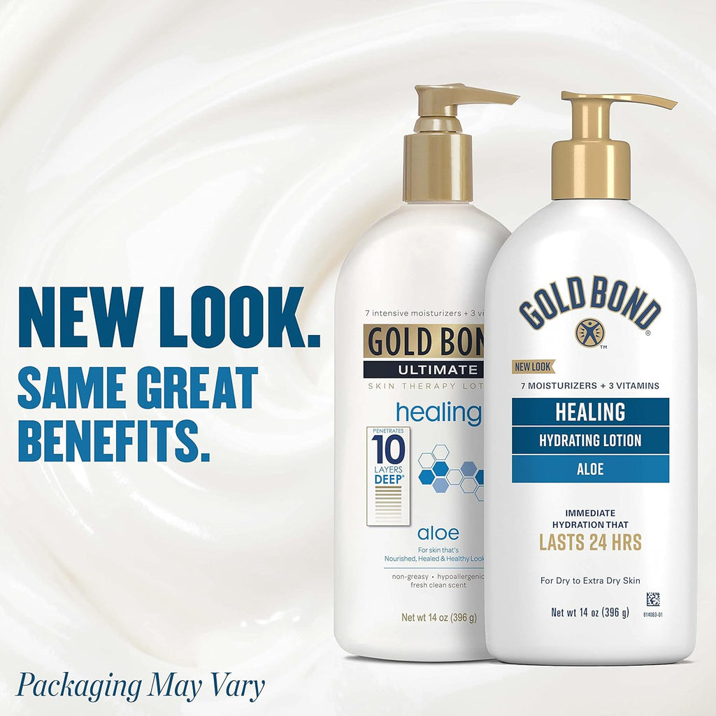 Gold Bond Healing Hydrating Lotion, 14 oz., Body Lotion with Aloe, Moisturizes, Immediate 24-Hour Hydration