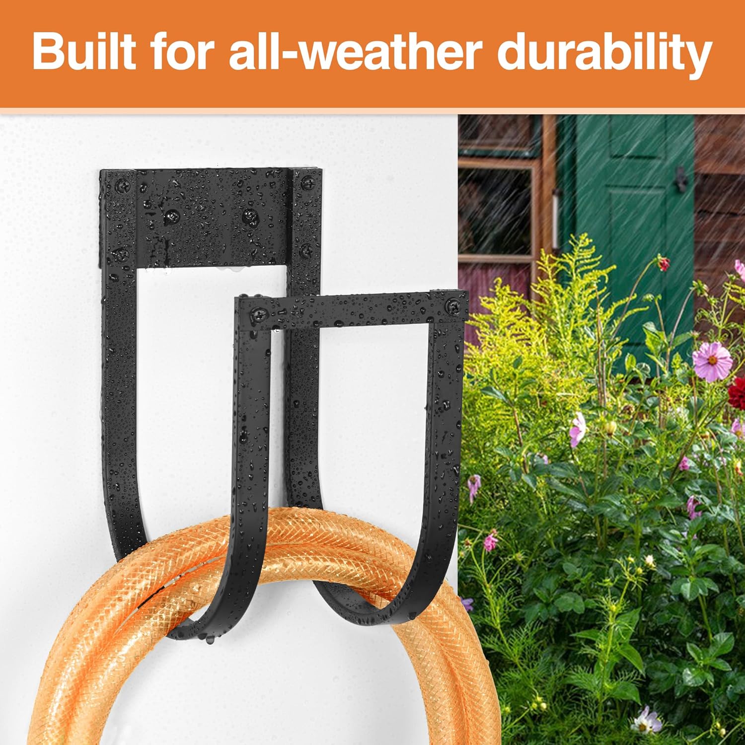 Garden Hose Holder Wall Mount - Metal Water Hose Hanger for Outside, Durable Hook for Garden, Garage, or Yard Storage