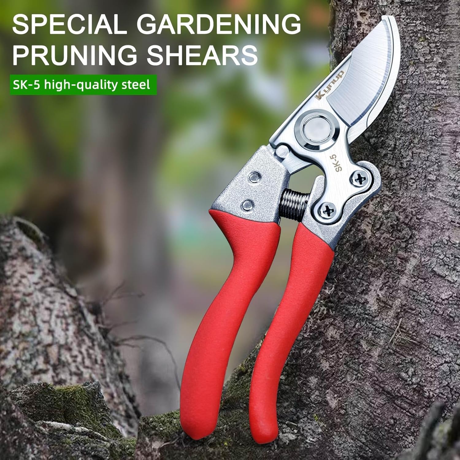 Kynup 8.6" Pruning Shears for Gardening, Garden Shears, Clippers, Garden Scissors, Pruners for Gardening, Heavy Duty Gardening Tools, Stainless Steel Pruners