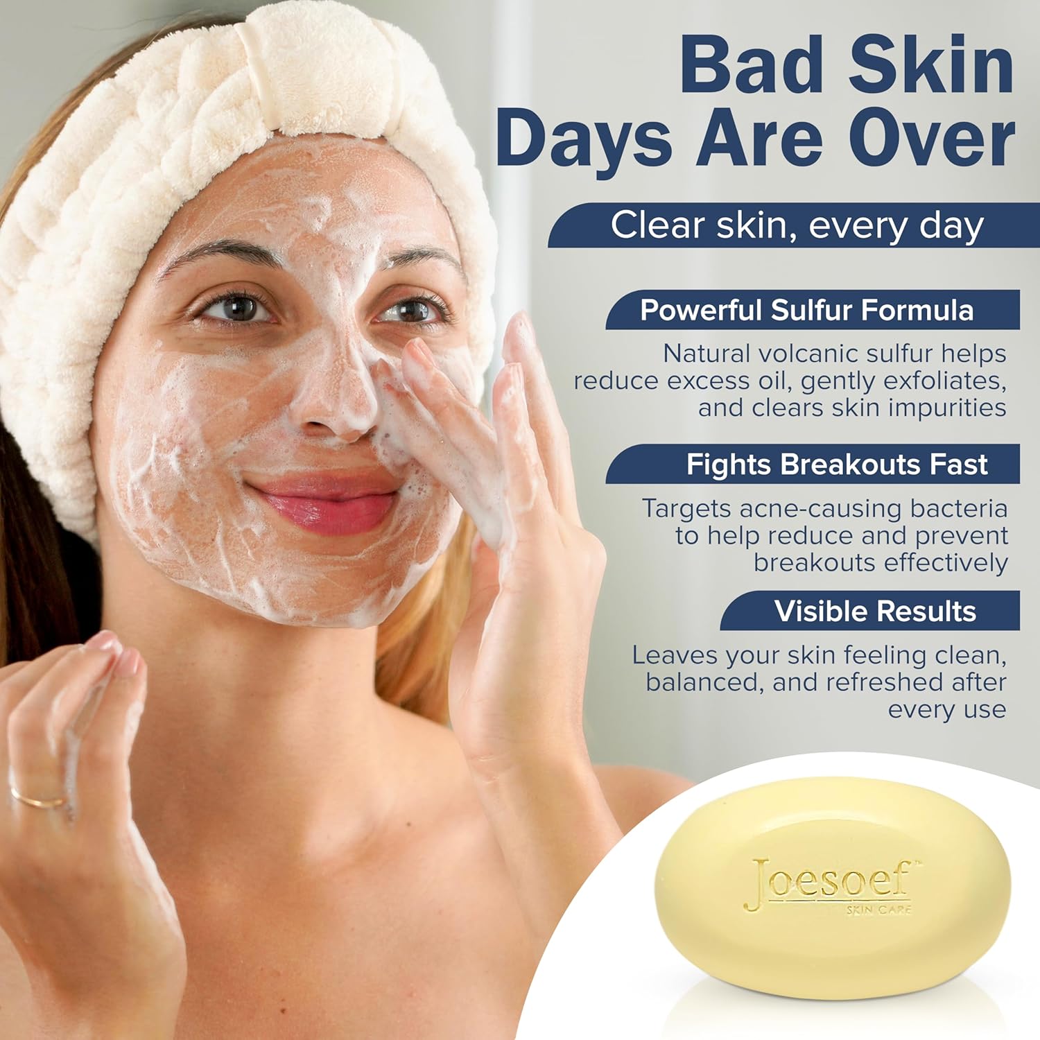 JOESOEF SKIN CARE Sulfur Soap for Acne Pharmaceutical Grade Dermatologists Approved for Acne Rosacea 100G
