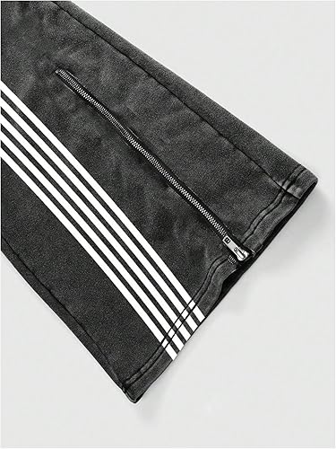 GORGLITTER Men's Baggy Wide Leg Sweatpants Y2K Striped Side Drawstring Waist Barrel Track Pants with Pockets