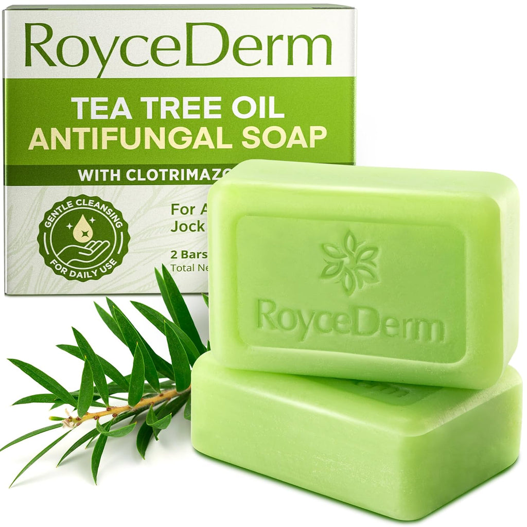 Roycederm Antifungal Bar Soap - Tea tree Oil Soap - Athlete’s Foot Treatment for Jock Itch & Ringworm - Medicated Antifungal Soap with Clotrimazole 1% - Tea Tree Oil Scent, 1 Pack