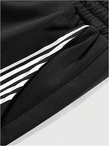 GORGLITTER Men's Baggy Wide Leg Sweatpants Y2K Striped Side Drawstring Waist Barrel Track Pants with Pockets