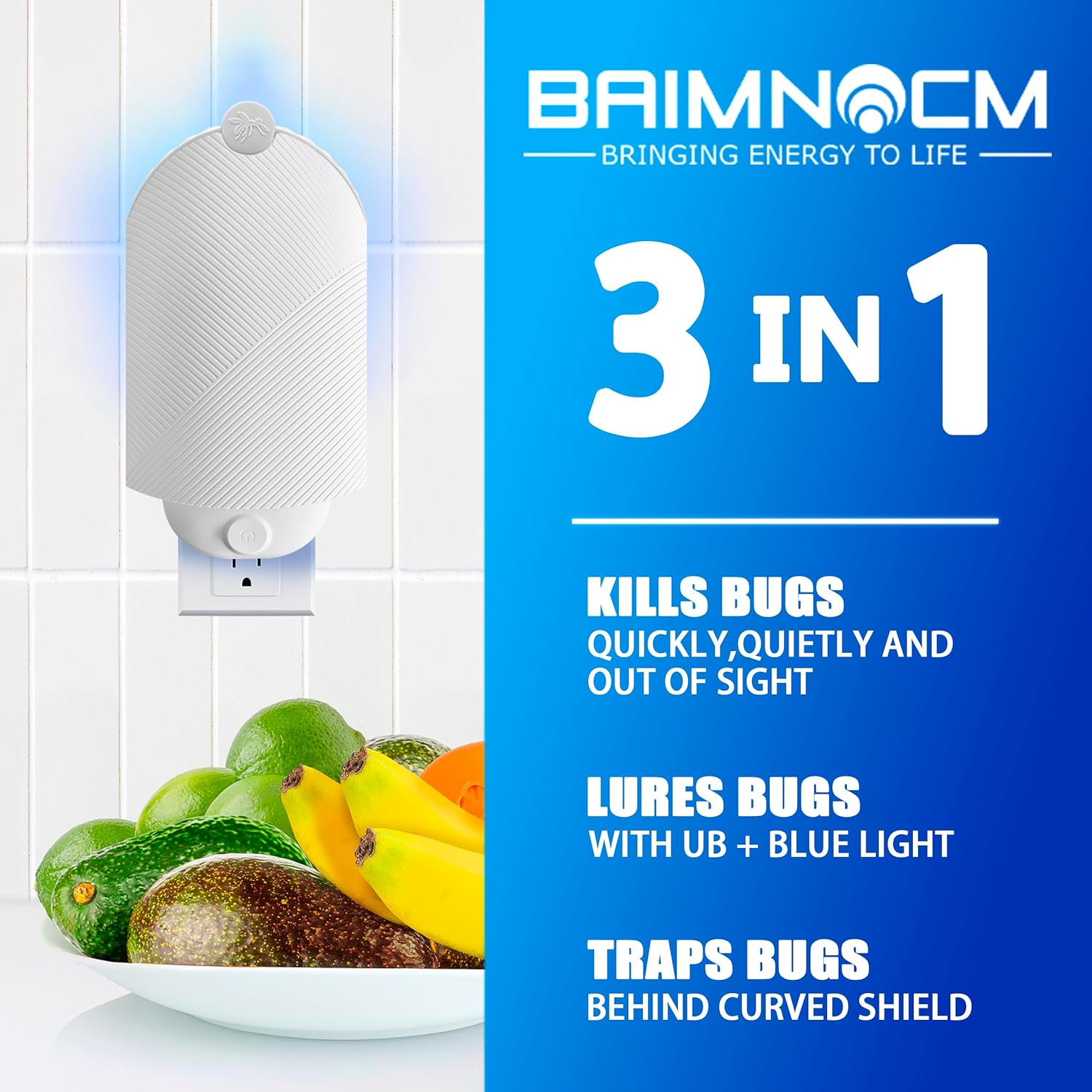 Flying Insect Trap for Indoor Use (2 Staters & 6 Refill Cartridges), UV Light Bug Catcher for Fruit Flies, Gnats & Small Flying Pests, Silent, No-Zap, Mess-Free
