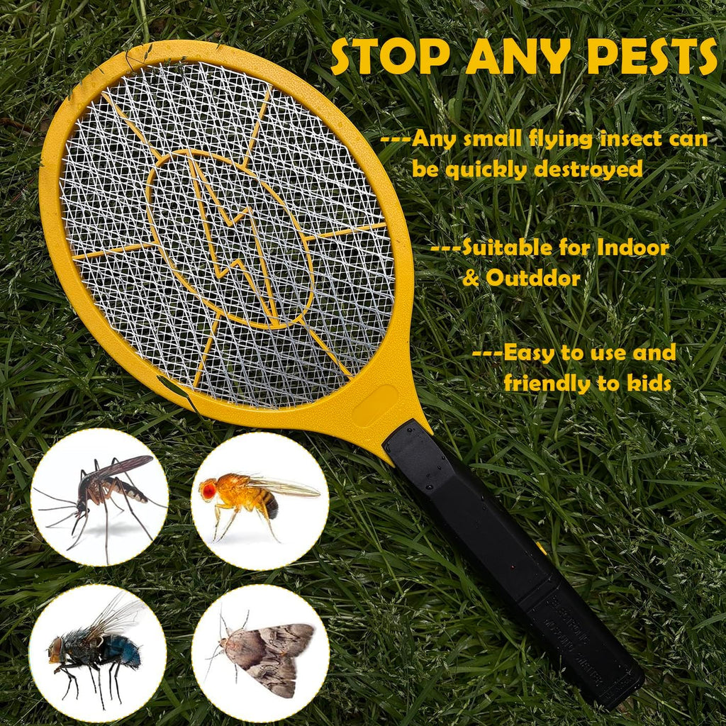 2 Pack Electric Fly Swatter, Bug Zapper Racket for Indoor Pest Control, Handheld Insect Killer Bat Battery Powered Electric Mosquito Swatter for Outdoor and Home