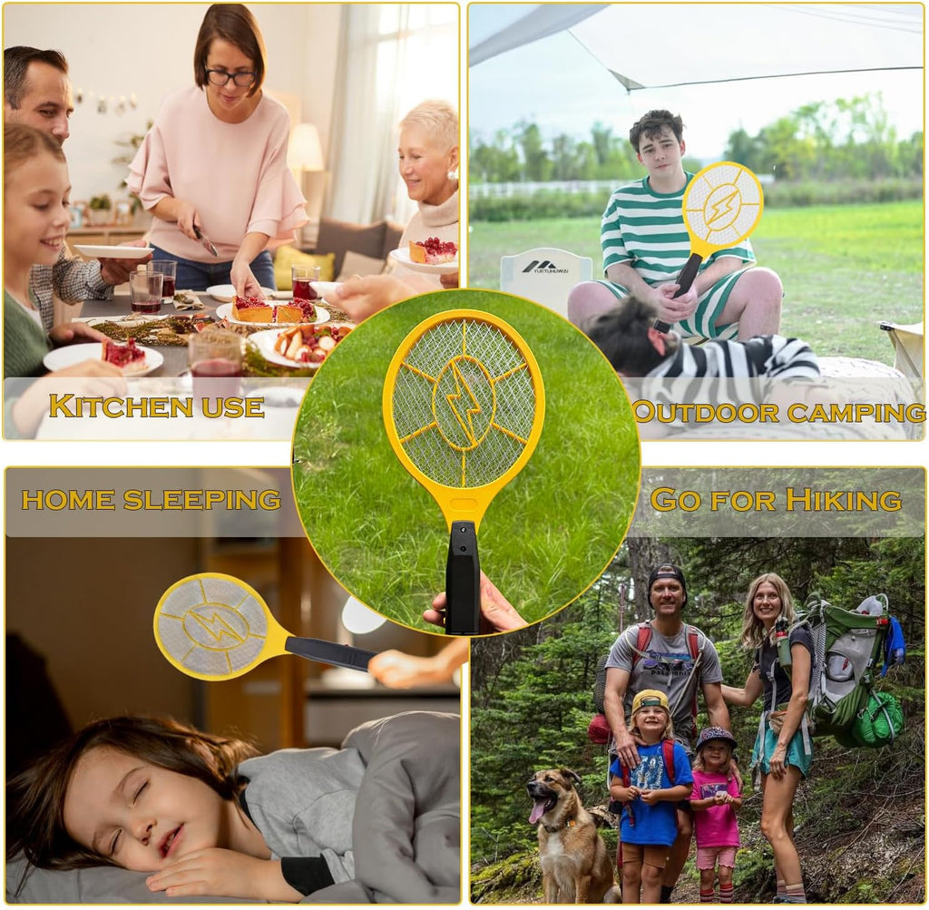 2 Pack Electric Fly Swatter, Bug Zapper Racket for Indoor Pest Control, Handheld Insect Killer Bat Battery Powered Electric Mosquito Swatter for Outdoor and Home