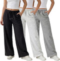 Common Stitch 3 Pack Wide Leg Fleece Lounge Sweatpants for Women — Deep Pockets, Relaxed Fit, Elastic Drawstring Waist