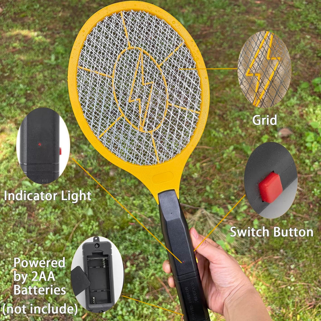 2 Pack Electric Fly Swatter, Bug Zapper Racket for Indoor Pest Control, Handheld Insect Killer Bat Battery Powered Electric Mosquito Swatter for Outdoor and Home