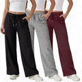 Common Stitch 3 Pack Wide Leg Fleece Lounge Sweatpants for Women — Deep Pockets, Relaxed Fit, Elastic Drawstring Waist