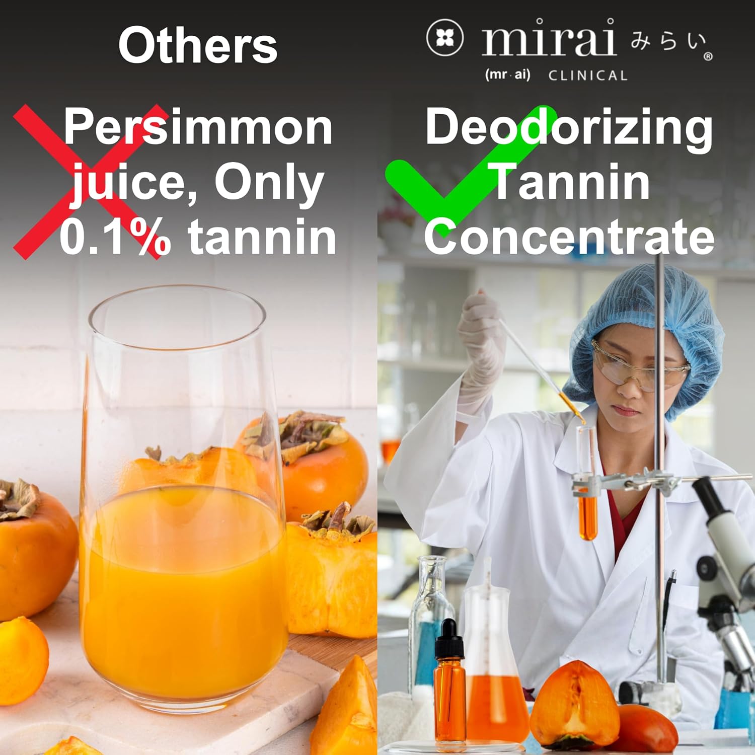 Mirai Clinical Persimmon Soap Bar for Old People Smell - Nonenal® Solution - Japanese Persimmon and Green Tea Extract - For Men and Women - Gentle on All Skin Types - Natural Body Odor Soap