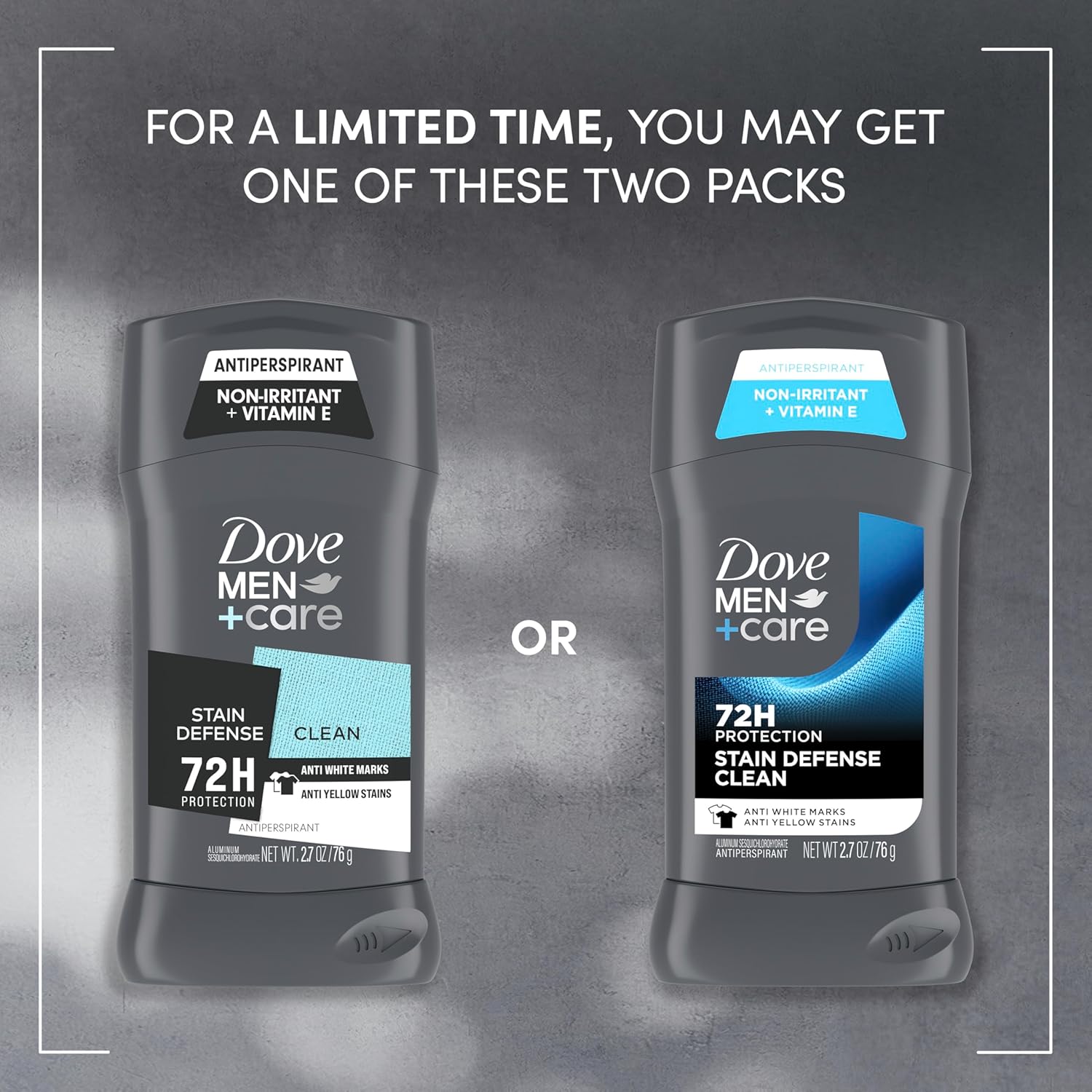 Dove Men+Care Deodorant Stick 4 Count Stain Defense Clean for Men, Anti-white Marks & Anti-yellow Stains with 72-hour Sweat and Odor Protection 2.7 oz