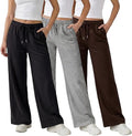 Common Stitch 3 Pack Wide Leg Fleece Lounge Sweatpants for Women — Deep Pockets, Relaxed Fit, Elastic Drawstring Waist