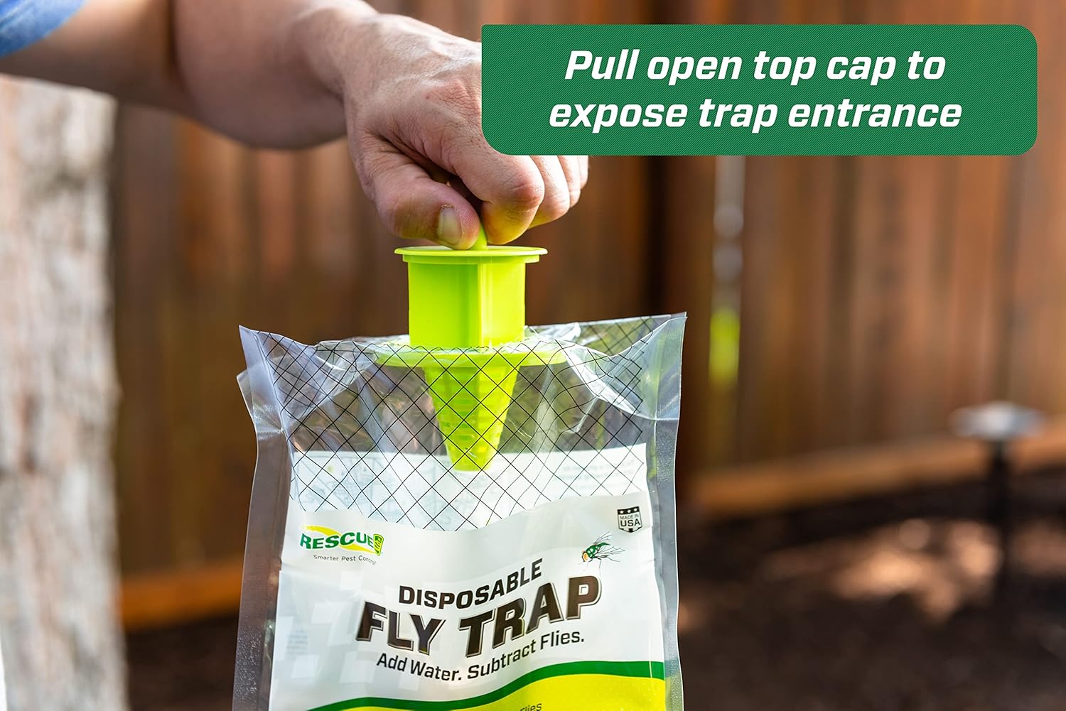 RESCUE! Outdoor Disposable Fly Trap – Hanging Fly Catcher with Attractant Bait, Fly Bag for Patio, Yard, Trash & Farm Areas – Easy-to-Use Outdoor Fly Control - 2 Traps