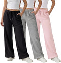 Common Stitch 3 Pack Wide Leg Fleece Lounge Sweatpants for Women — Deep Pockets, Relaxed Fit, Elastic Drawstring Waist