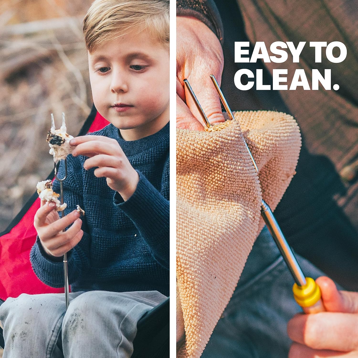 Grill Guru Smores Sticks for Fire Pit - Accessories for Campfire Marshmallow Roasting Sticks Smores Kit Outdoor-Smore Skewers Hot Dog Fork For Outside, Camping Essentials Bonfire Gear Long 32" 10 Pack